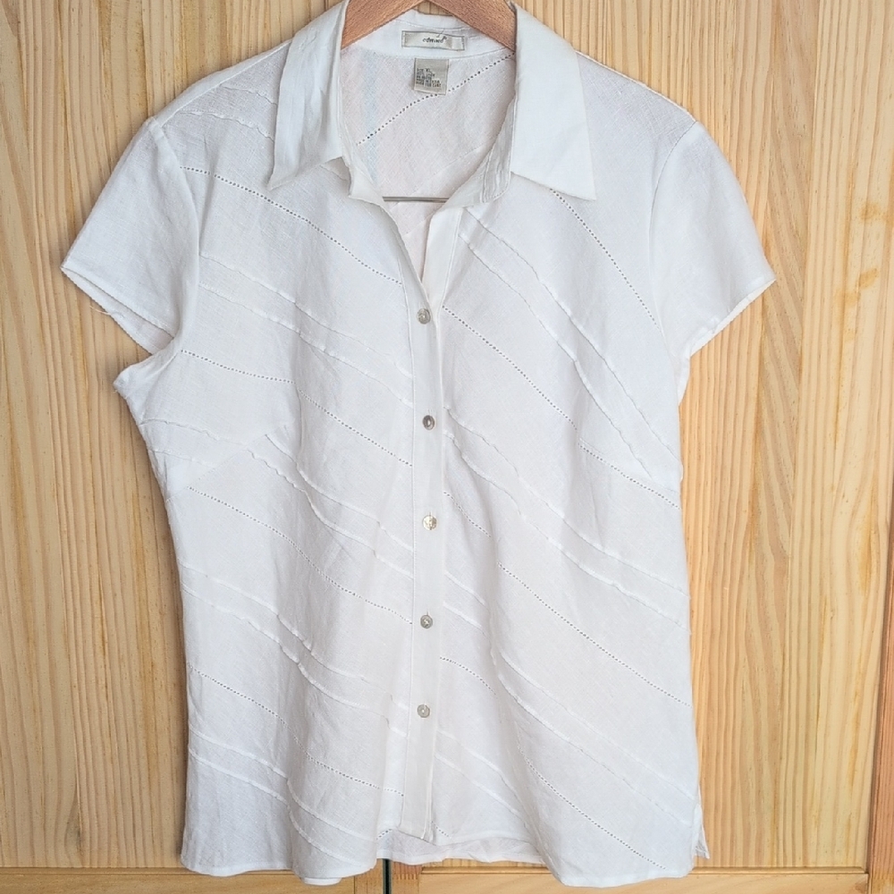 Edward White Linen Cap Sleeve Blouse Size XL
